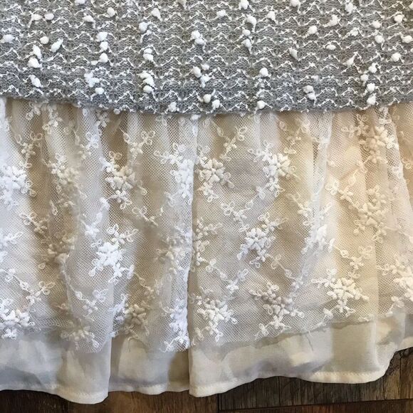 Altar’d State SZ Small Dress/top ruffles Gray off white Lace boho - Picture 5 of 8